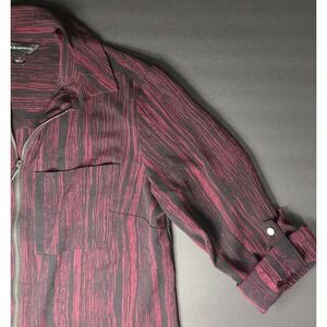 Rock & Republic Blouse Womens S Zip Front Shirt Gothic Grunge Black Dark Red Top